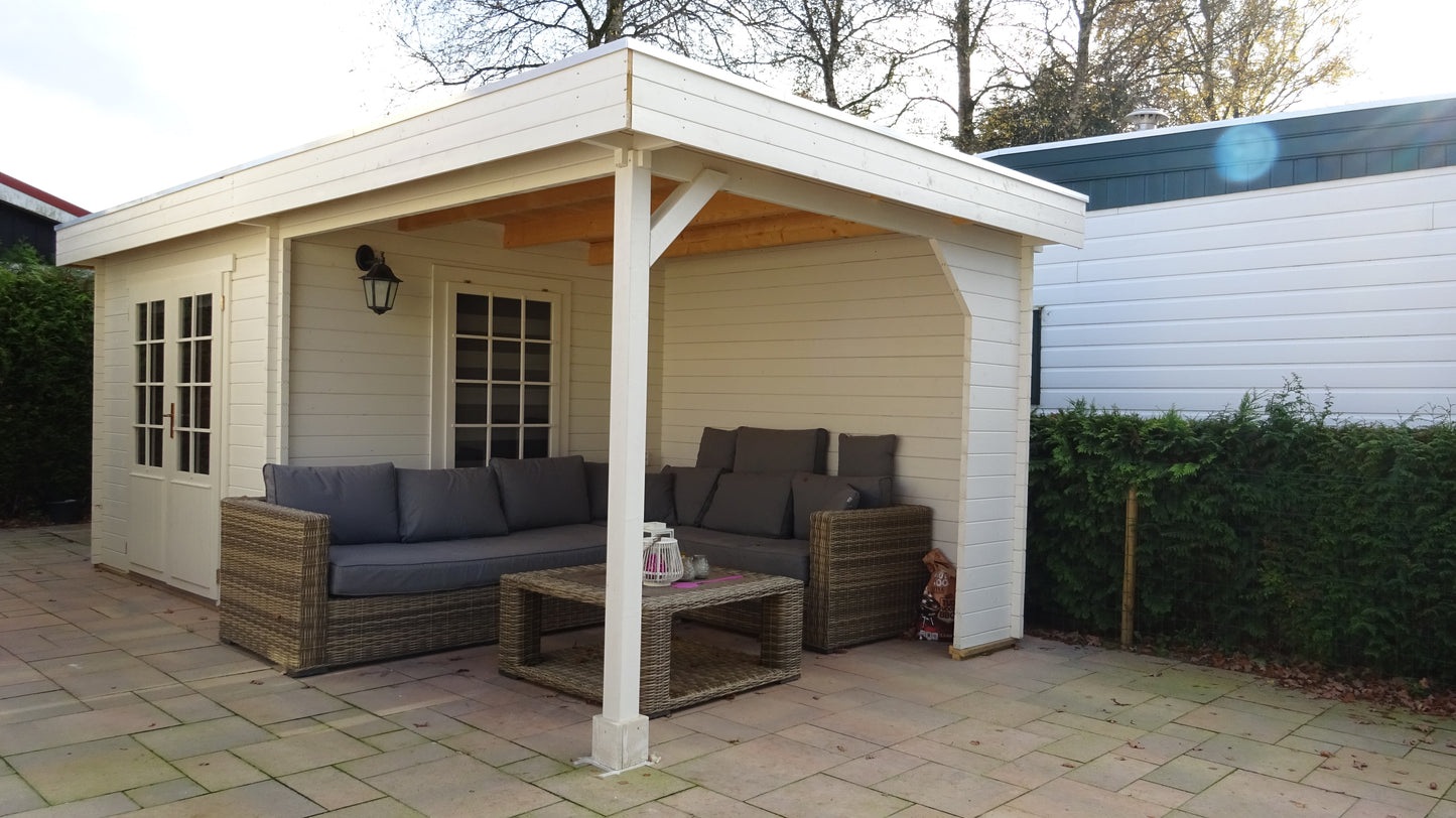 Tuinhuis met overkapping – Interflex 3031Z: Luxe terras overkapping met berging