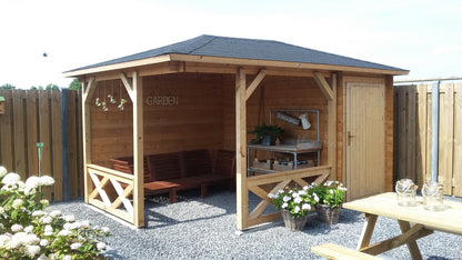 Paviljoen Interflex P4355 – Luxe buitenverblijf met overkapping en berging