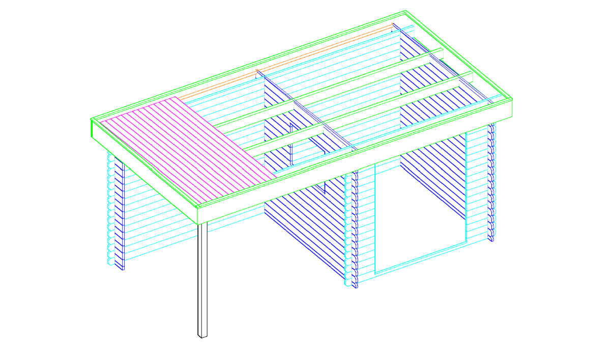 3D-tekening van Interflex 2526Z tuinhuis
