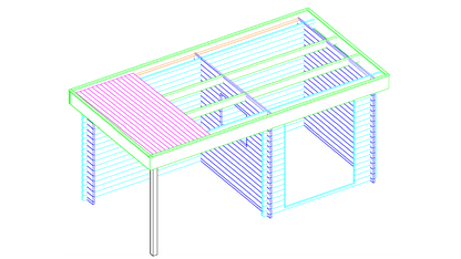 3D-tekening van Interflex 2526Z tuinhuis