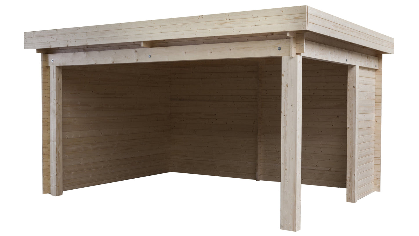 Tuinhuis met glazen wand Interflex G4434 – luxe buitenverblijf met extra ruimte