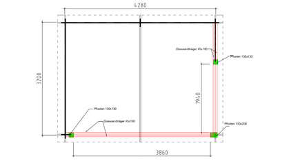 Tuinhuis met glazen wand Interflex G4434 – luxe buitenverblijf met extra ruimte