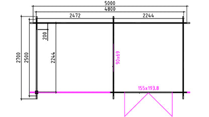 Plattegrond van Interflex 2526Z tuinhuis