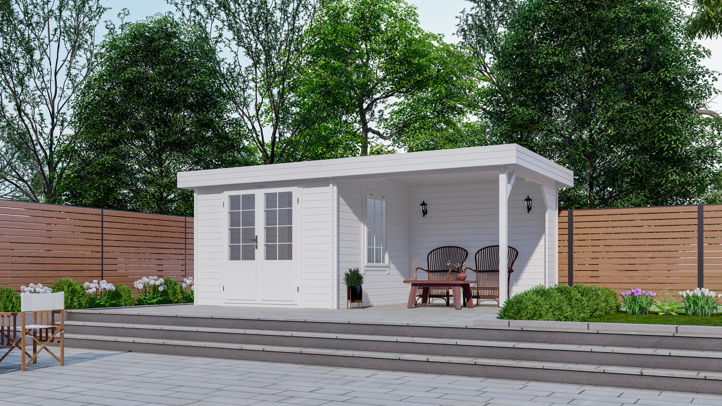 Tuinhuis met overkapping – Interflex 3031Z: Luxe terras overkapping met berging