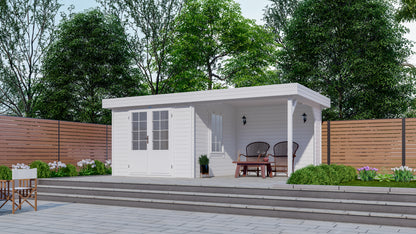 Tuinhuis met overkapping – Interflex 3031Z: Luxe terras overkapping met berging