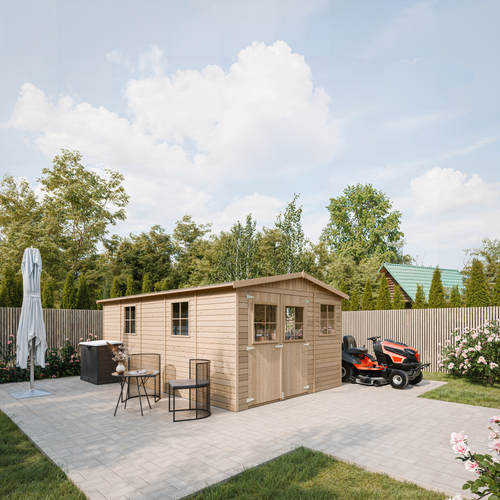 Ruim houten tuinhuis 15 m² met zadeldak – Timbela M337