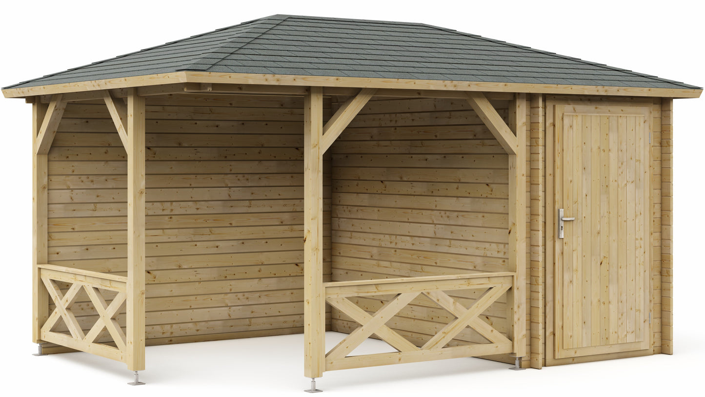 Paviljoen Interflex P4355 – Luxe buitenverblijf met overkapping en berging