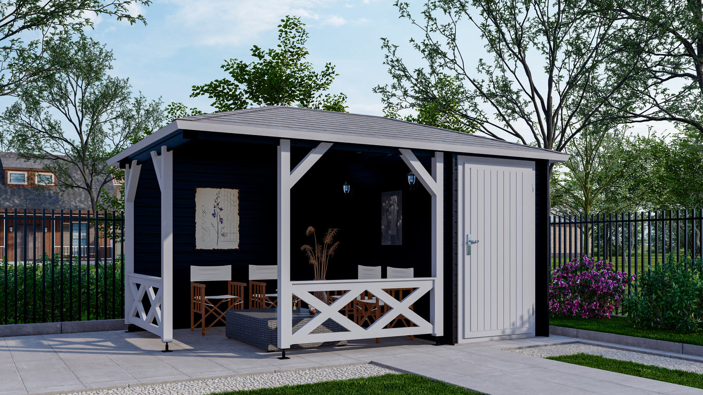 Paviljoen Interflex P4355 – Luxe buitenverblijf met overkapping en berging